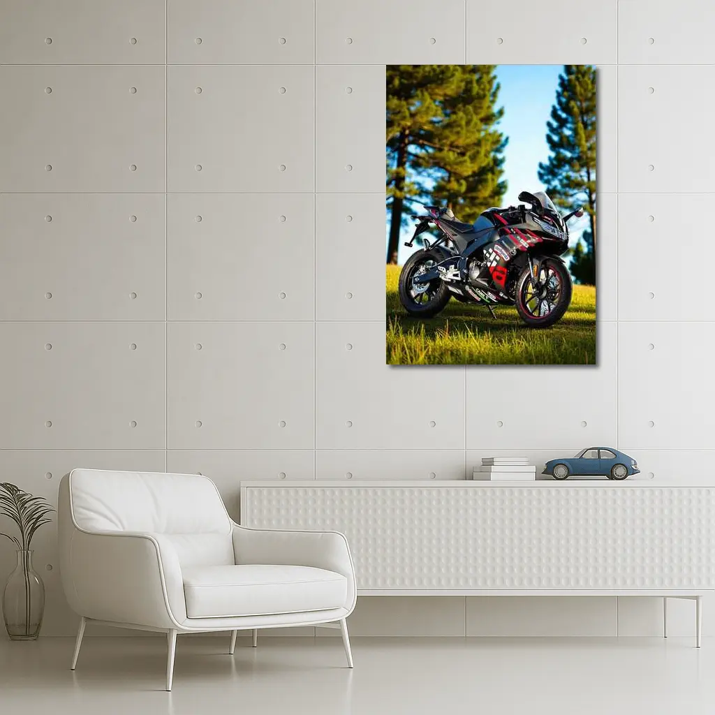 Aprilia Sport Bike Black Red Outdoor Grass – Wall Art