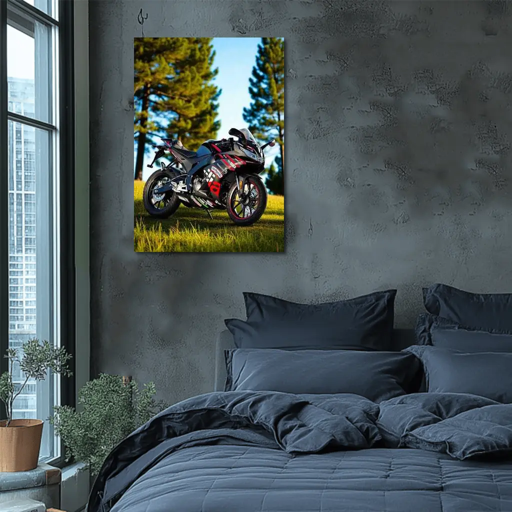 Aprilia Sport Bike Black Red Outdoor Grass – Wall Art