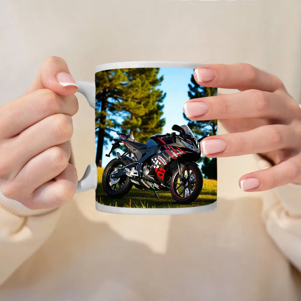 Aprilia Sport Bike Black Red Outdoor Grass – Mugs