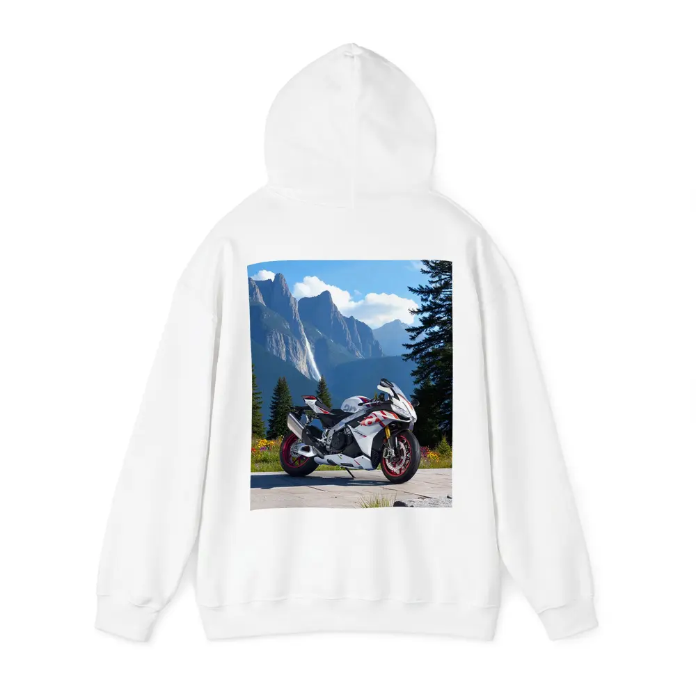Sport Bike Superbike Mountain Waterfall Scenic View – Hoodies