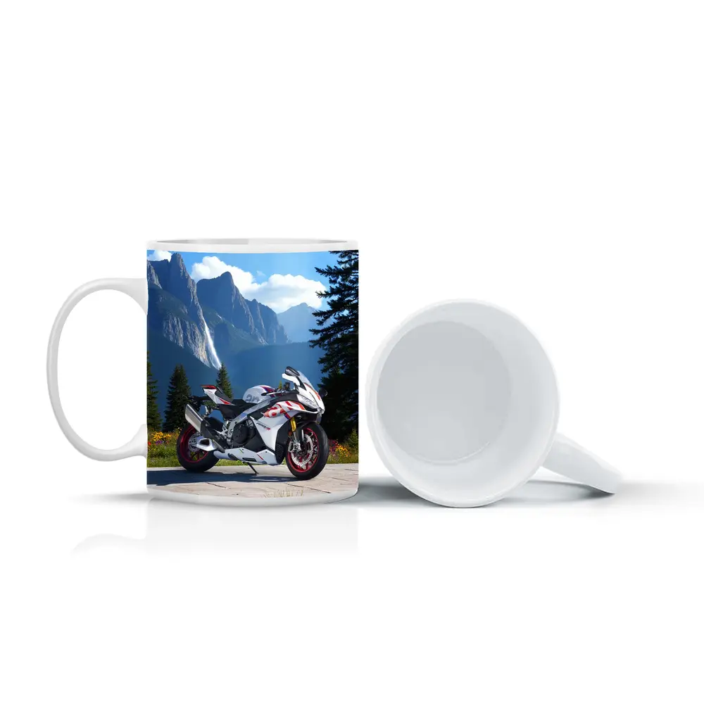 Sport Bike Superbike Mountain Waterfall Scenic View – Mugs
