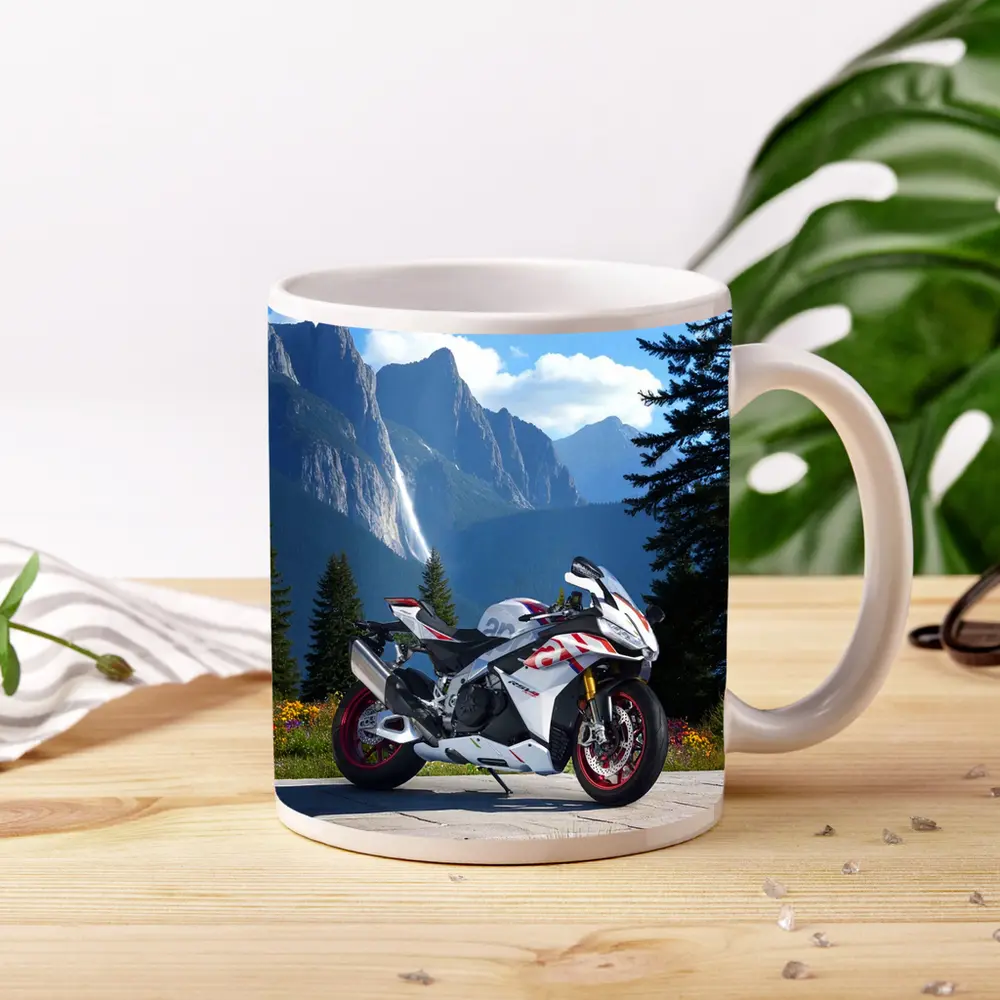 Sport Bike Superbike Mountain Waterfall Scenic View – Mugs