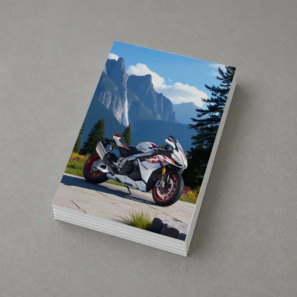 Sport Bike Superbike Mountain Waterfall Scenic View – Postcards