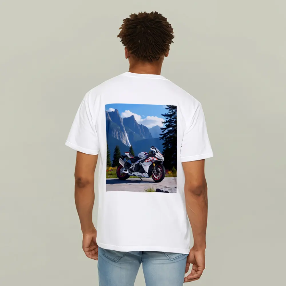 Sport Bike Superbike Mountain Waterfall Scenic View – T-Shirts