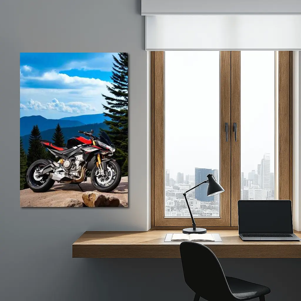 Aprilia Tuono Streetfighter Motorcycle Mountain Forest – Wall Art