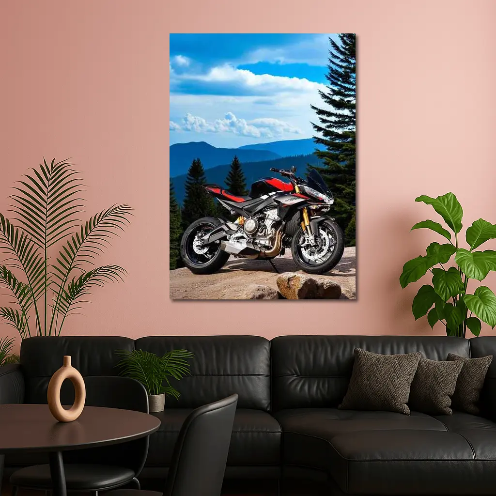 Aprilia Tuono Streetfighter Motorcycle Mountain Forest – Wall Art
