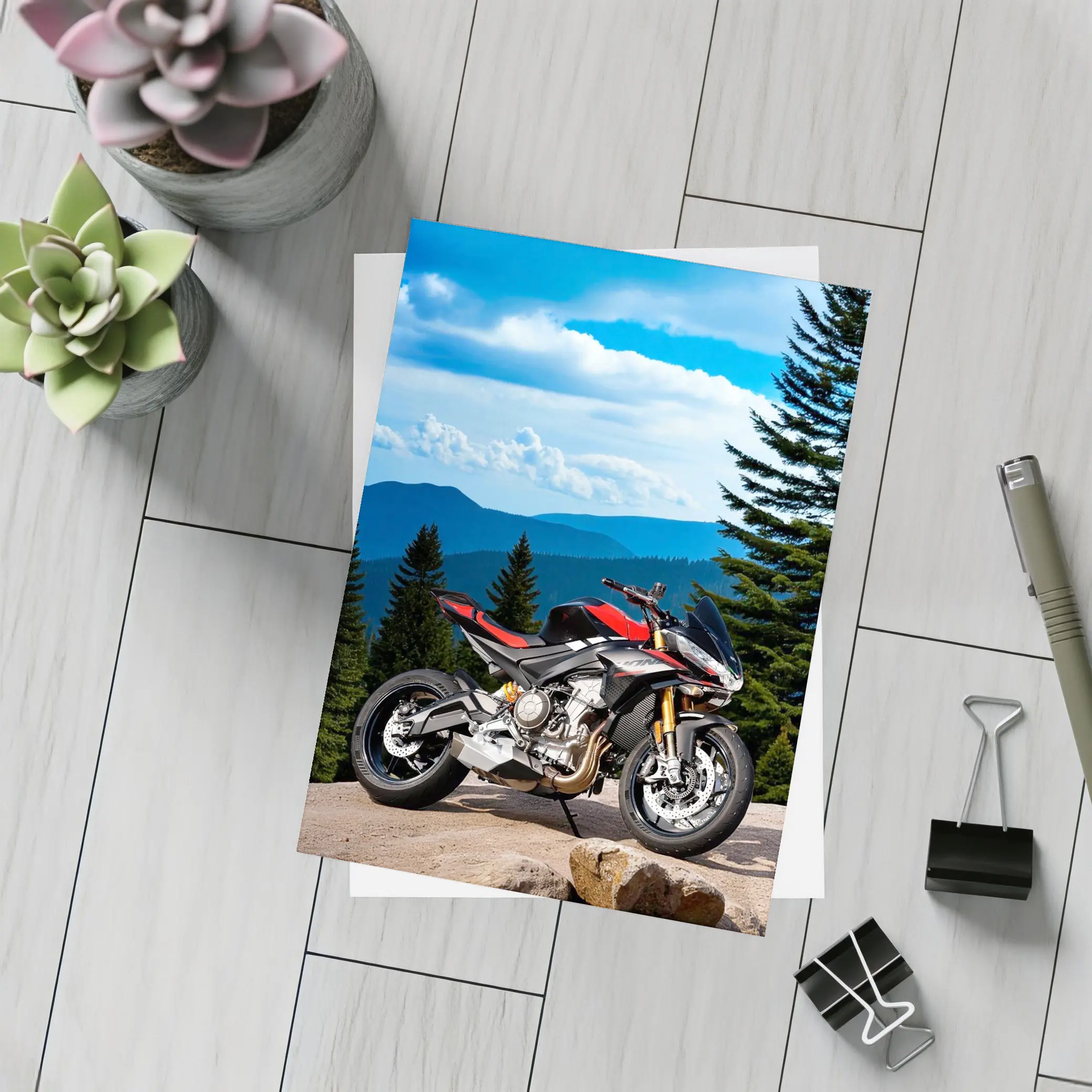 Aprilia Tuono Streetfighter Motorcycle Mountain Forest – Postcards