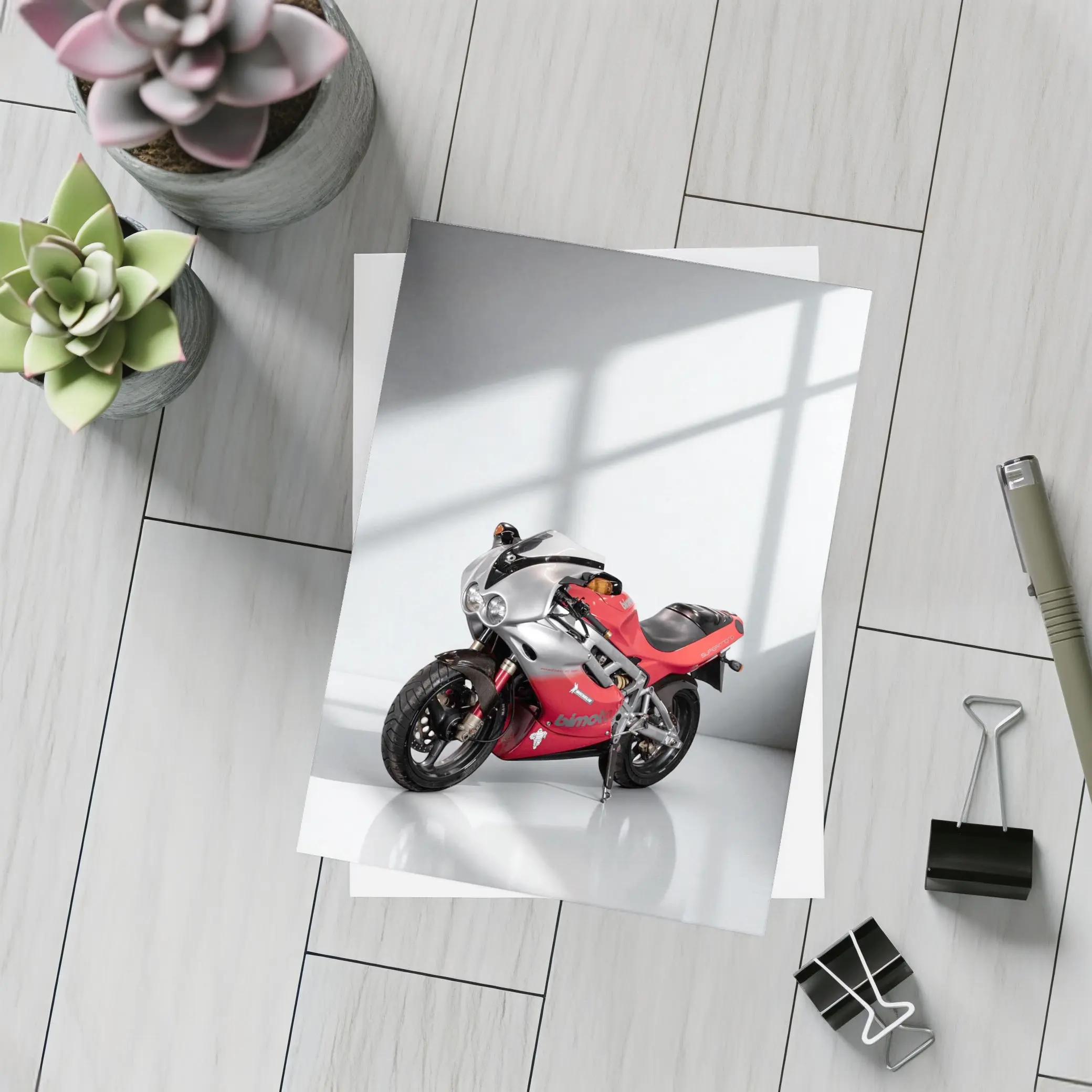 Bimota Sport Bike Red Silver Studio – Postcards