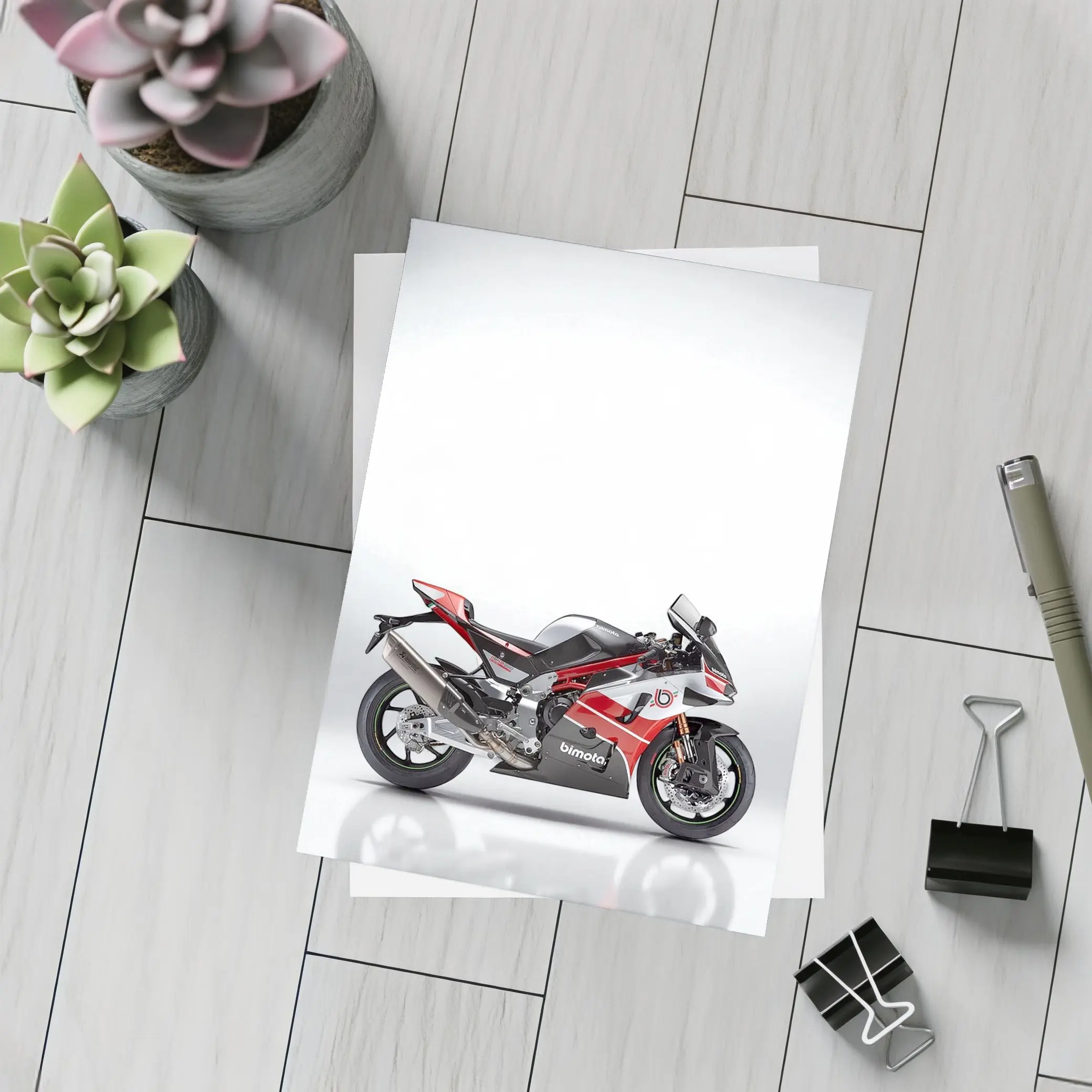 Bimota Superbike Red Silver Studio Shot – Postcards