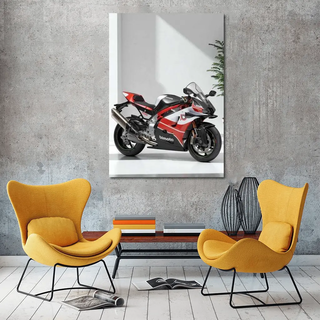 Bimota Superbike Red Black Minimalist Studio – Wall Art