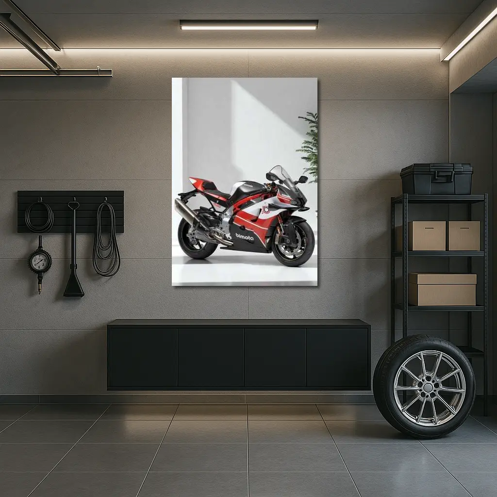Bimota Superbike Red Black Minimalist Studio – Wall Art