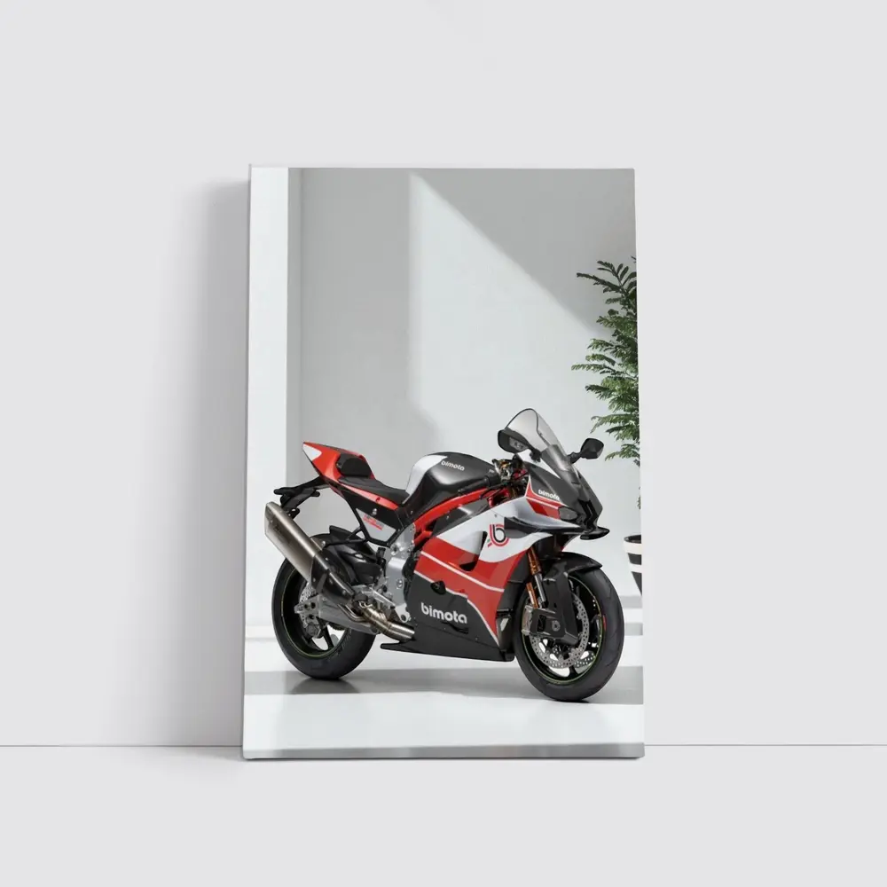Bimota Superbike Red Black Minimalist Studio – Wall Art