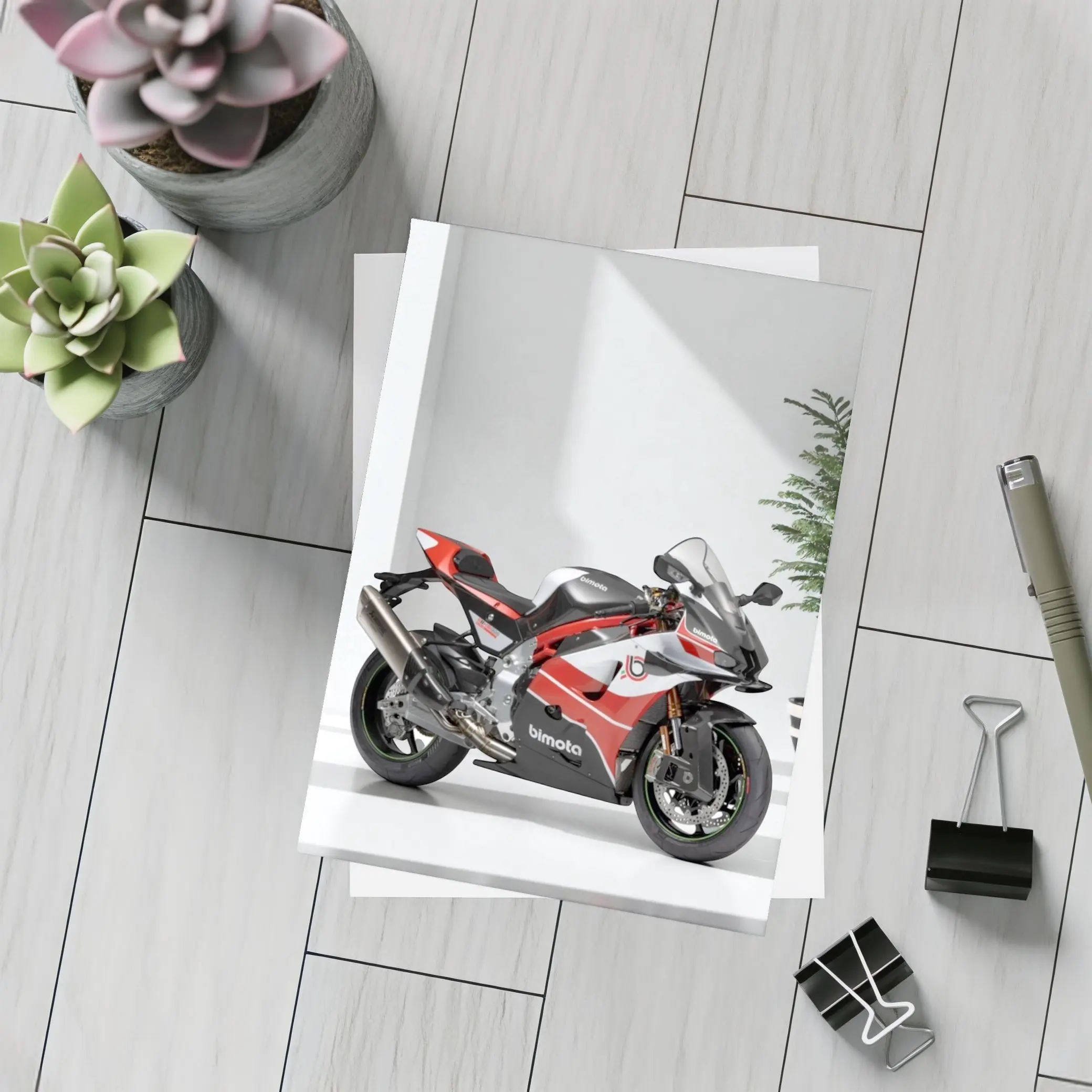 Bimota Superbike Red Black Minimalist Studio – Postcards