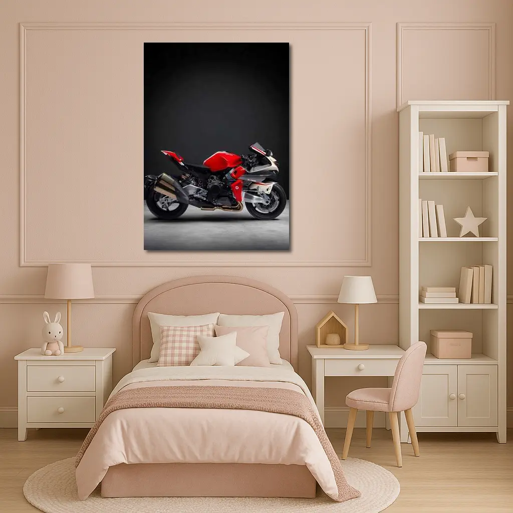 MV Agusta Sport Bike Red Dark Background – Wall Art