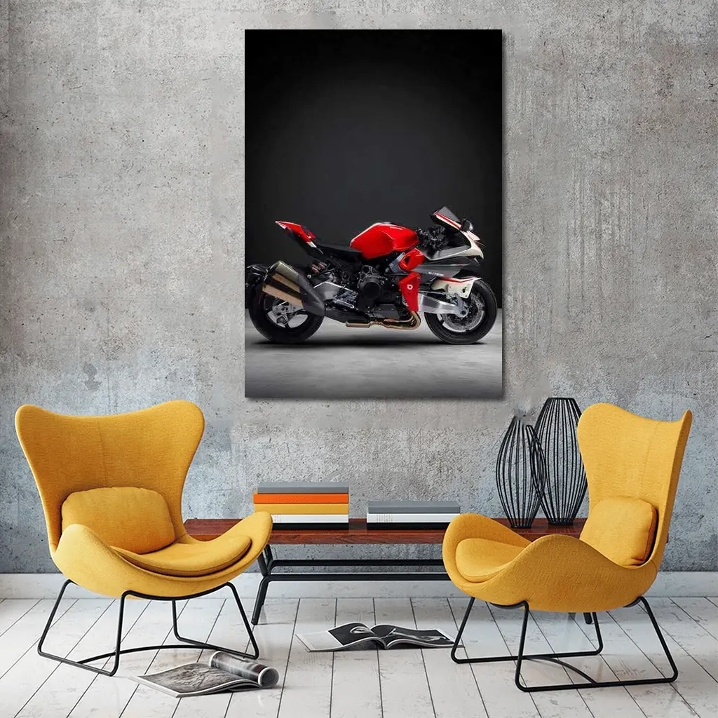 MV Agusta Sport Bike Red Dark Background – Wall Art
