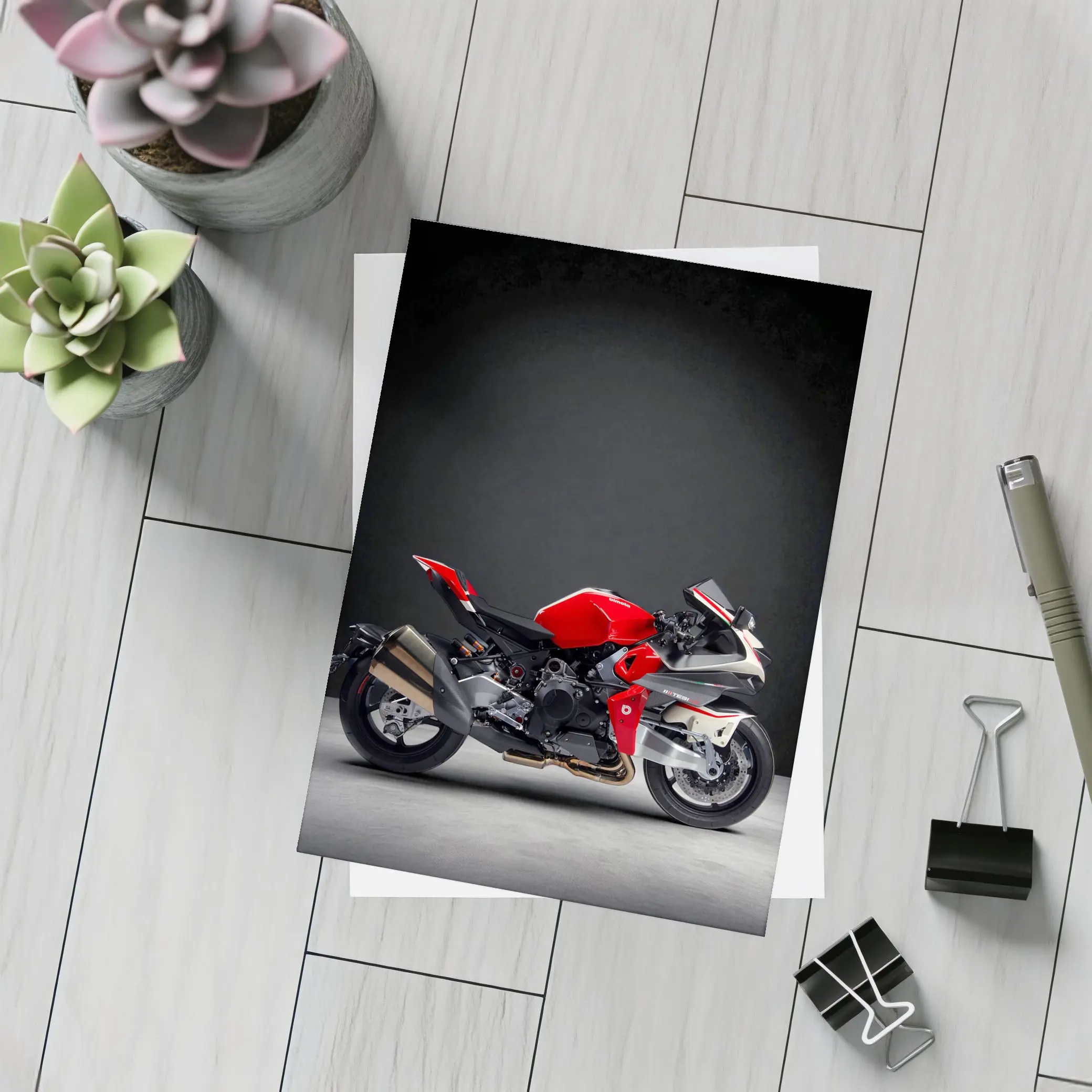 MV Agusta Sport Bike Red Dark Background – Postcards