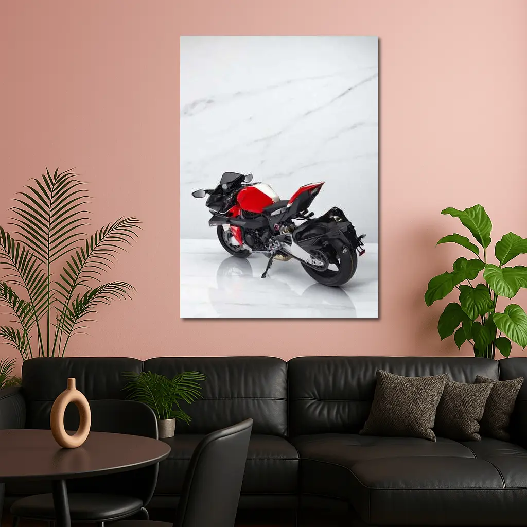 Red MV Agusta Sport Bike Marble Background – Wall Art