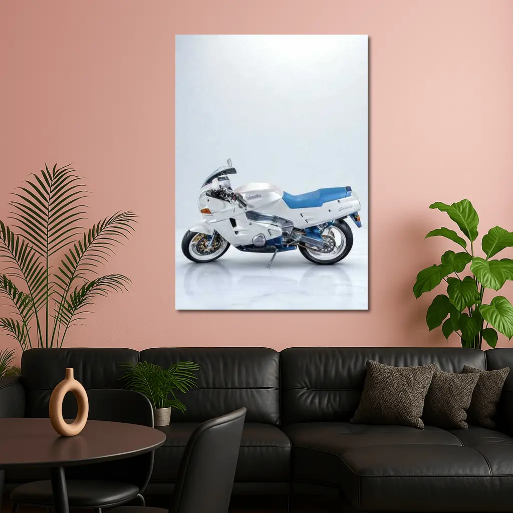 Bimota Motorcycle White Blue Studio Shot – Wall Art