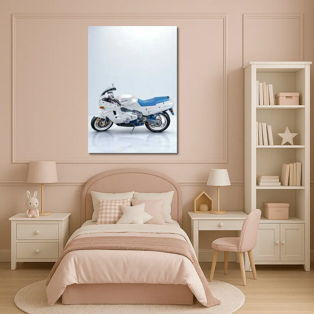 Bimota Motorcycle White Blue Studio Shot – Wall Art