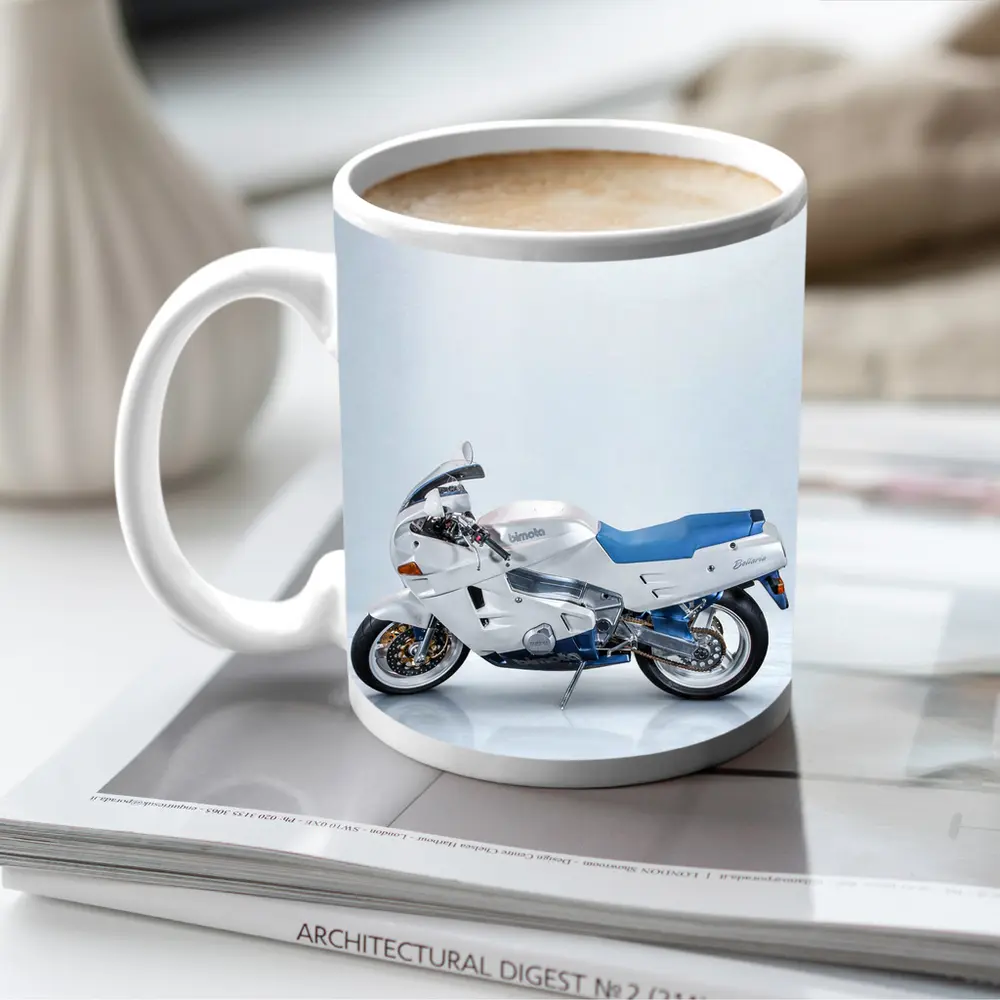 Bimota Motorcycle White Blue Studio Shot – Mugs