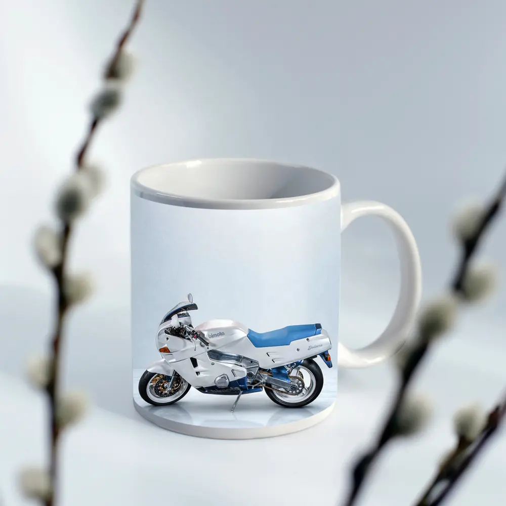 Bimota Motorcycle White Blue Studio Shot – Mugs