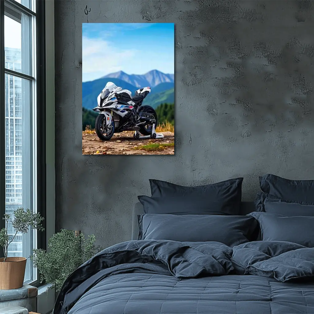 BMW S1000RR Sport Bike Mountain Backdrop – Wall Art