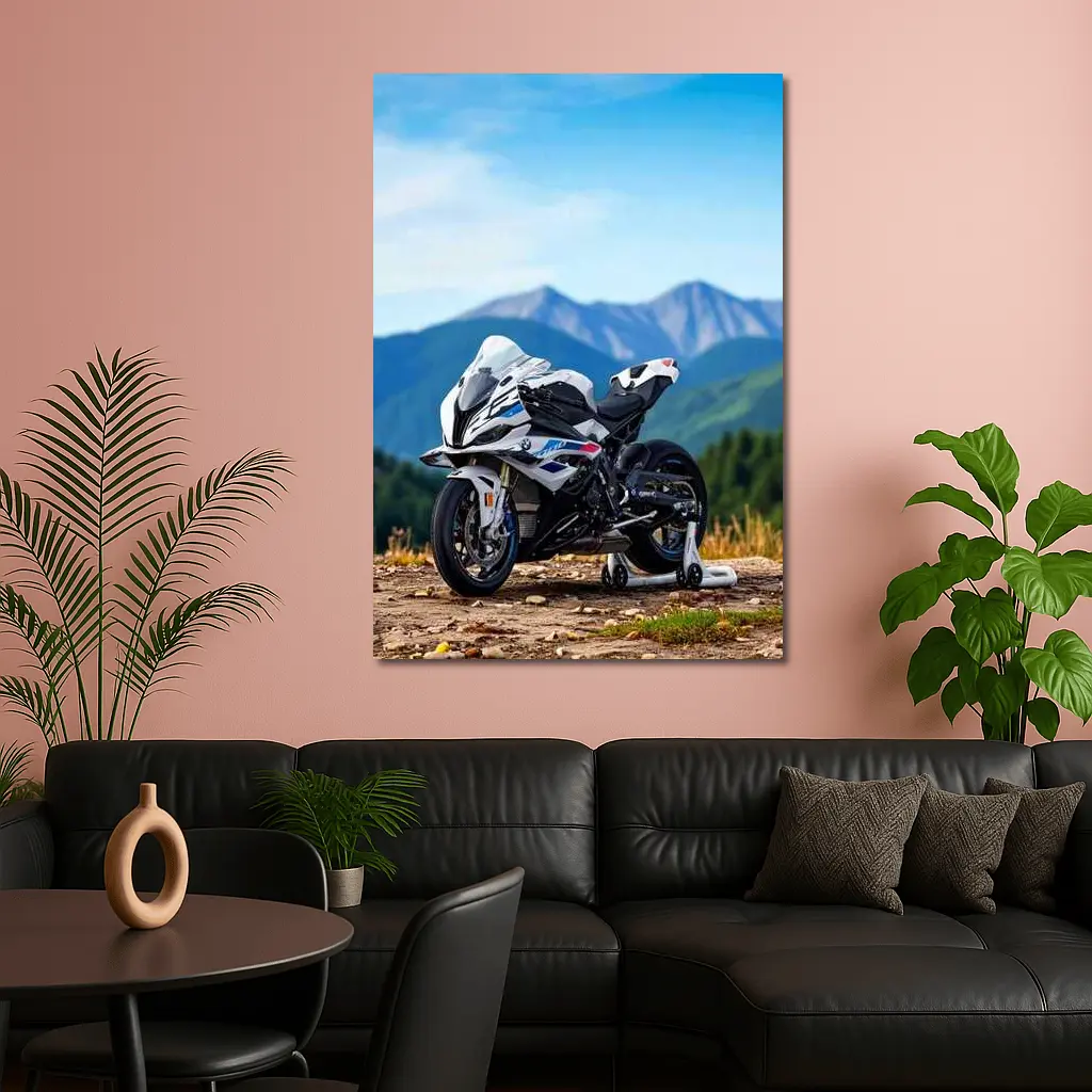 BMW S1000RR Sport Bike Mountain Backdrop – Wall Art