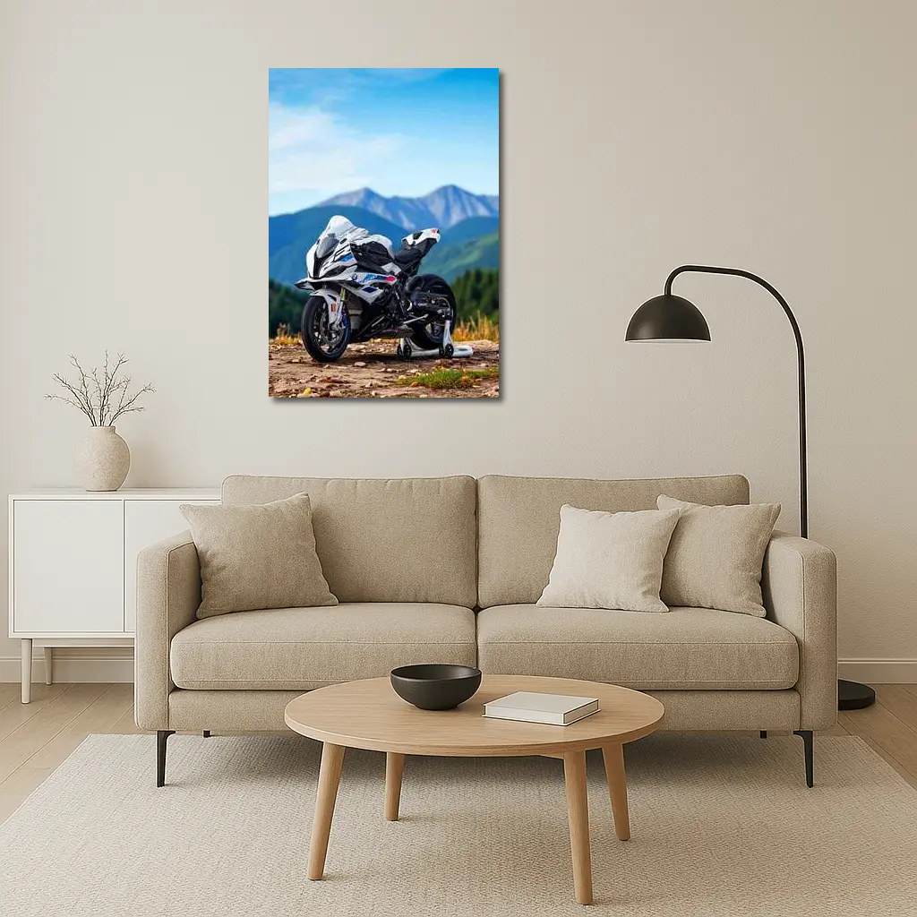 BMW S1000RR Sport Bike Mountain Backdrop – Wall Art