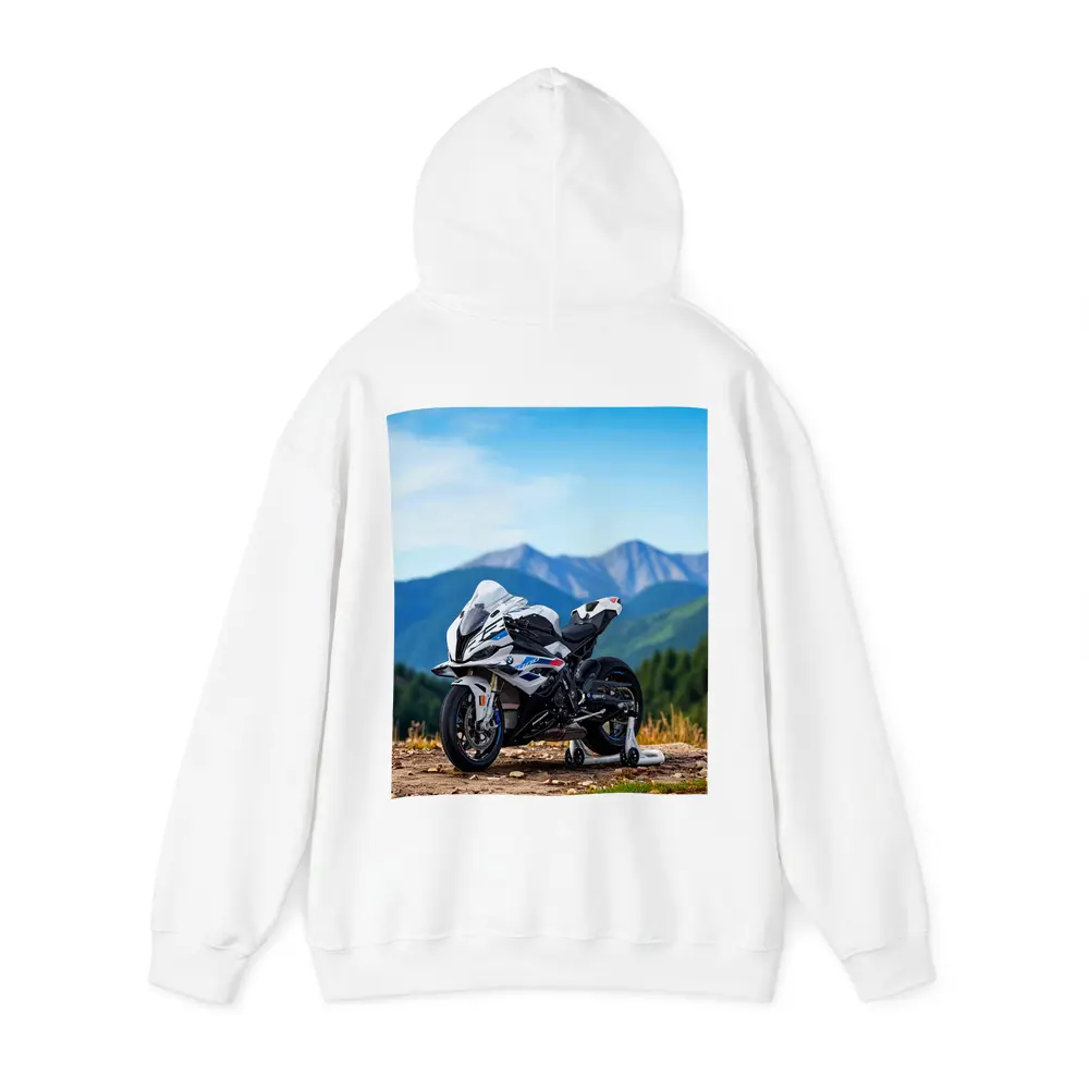 BMW S1000RR Sport Bike Mountain Backdrop – Hoodies