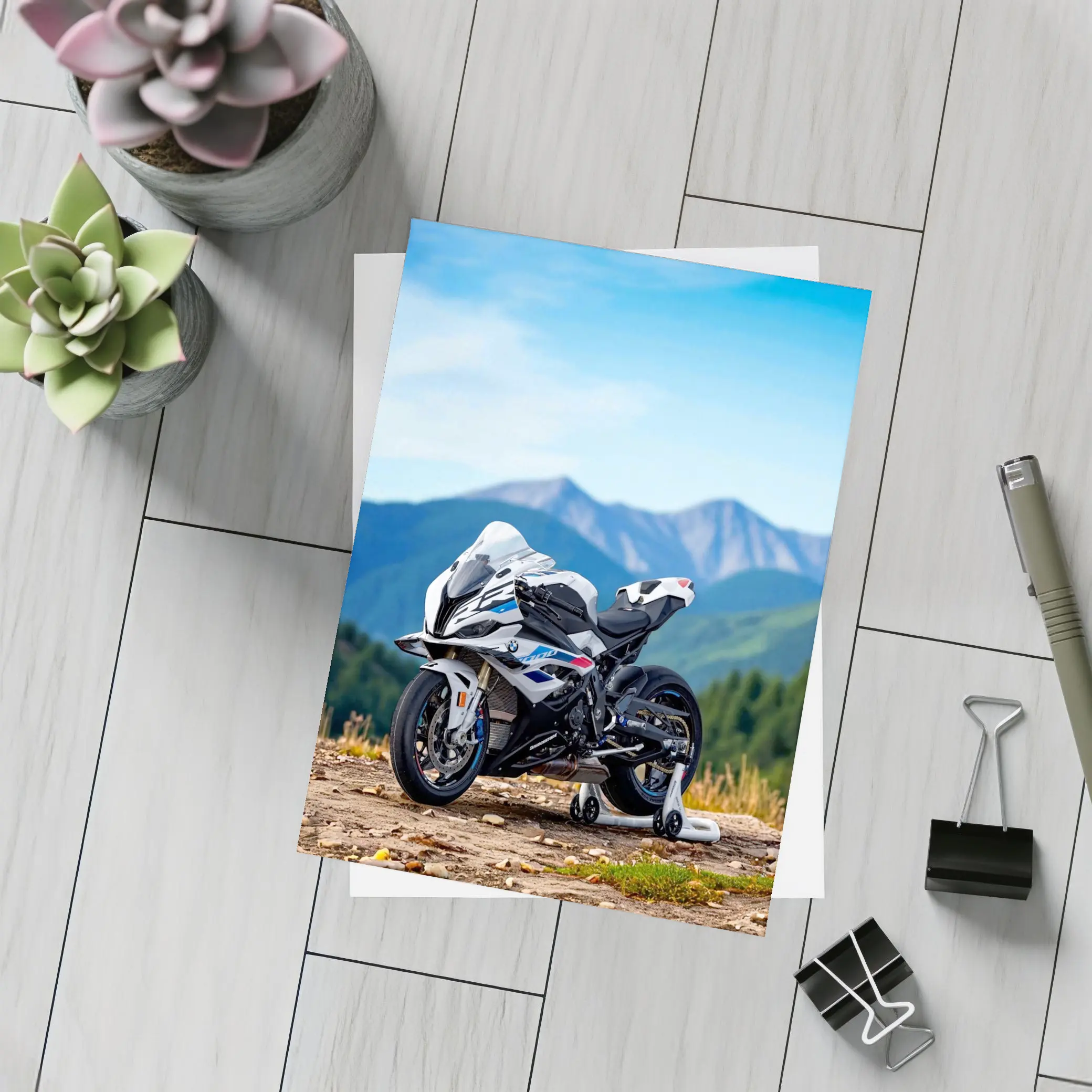 BMW S1000RR Sport Bike Mountain Backdrop – Postcards