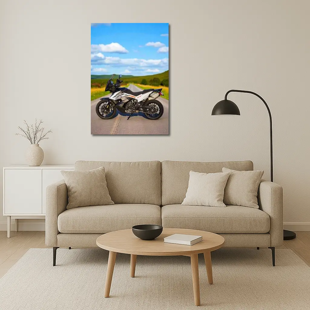 KTM Adventure Motorcycle On Open Country Road – Wall Art