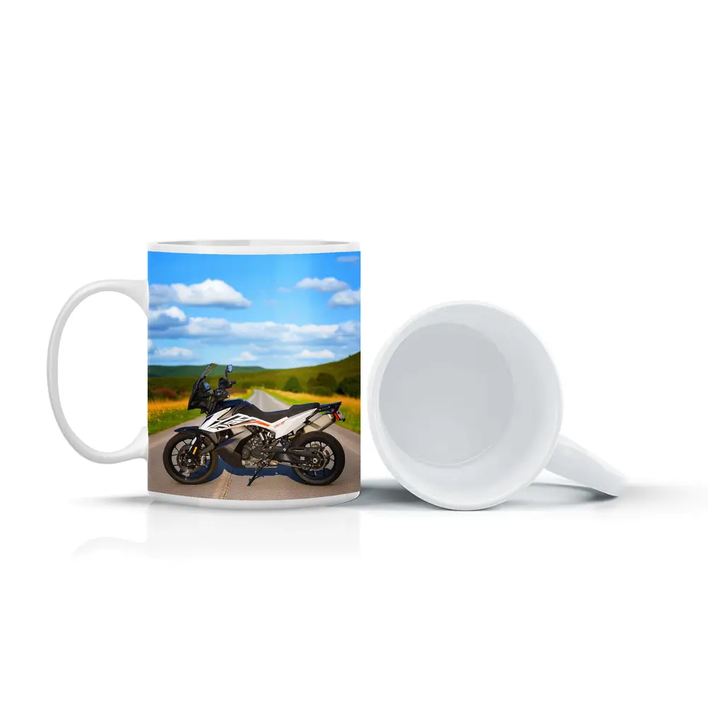 KTM Adventure Motorcycle On Open Country Road – Mugs
