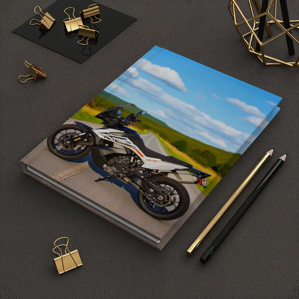 KTM Adventure Motorcycle On Open Country Road – Notebooks