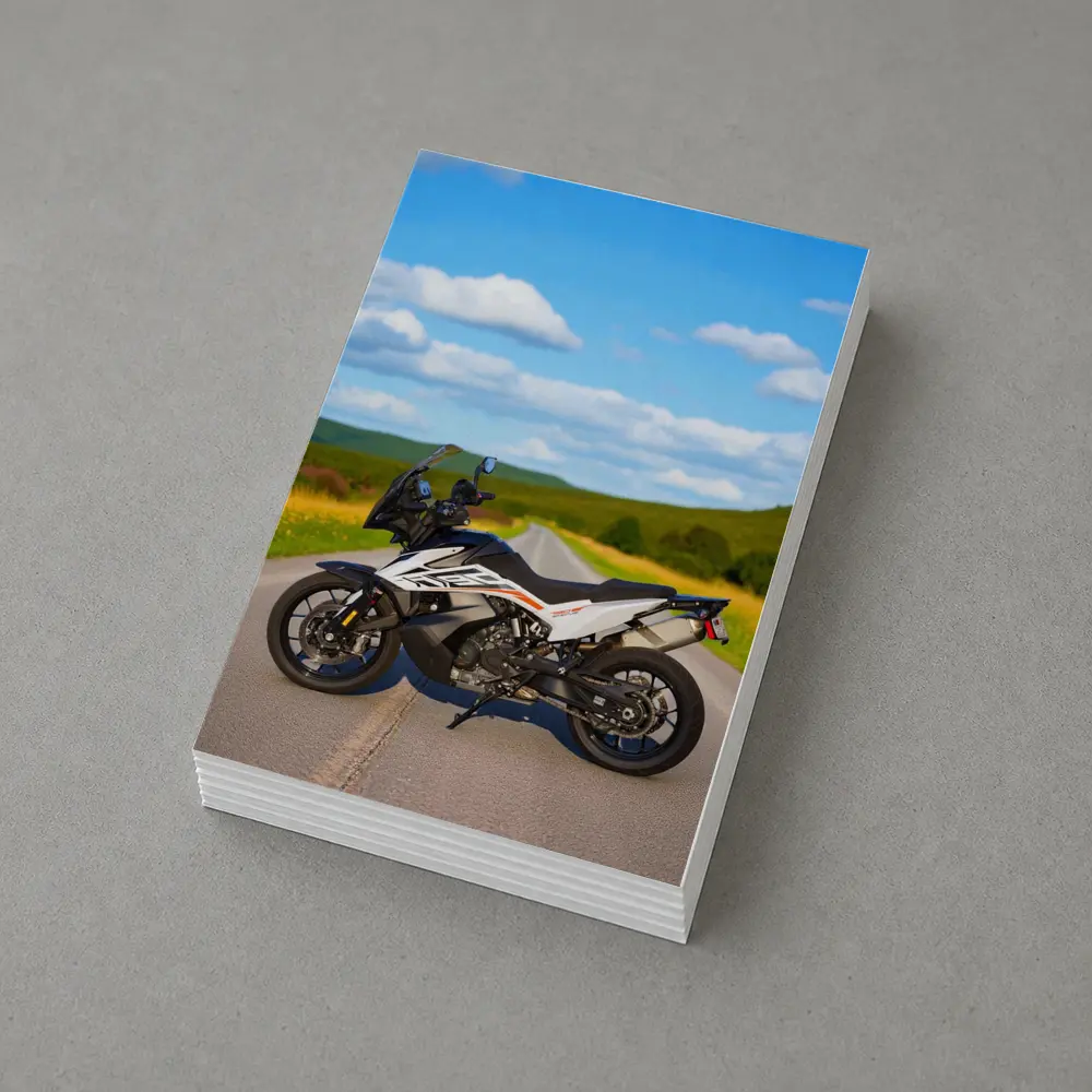 KTM Adventure Motorcycle On Open Country Road – Postcards