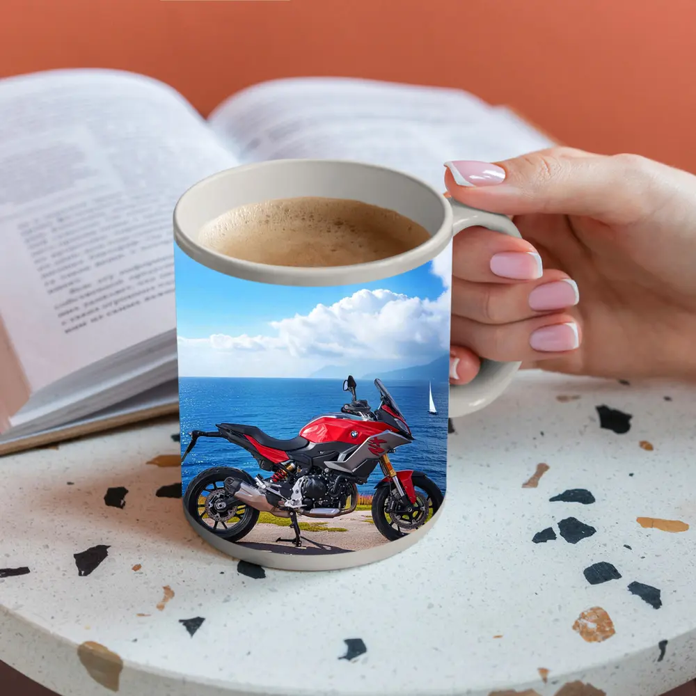 BMW Motorcycle Red Coastal Ocean Blue Sky – Mugs