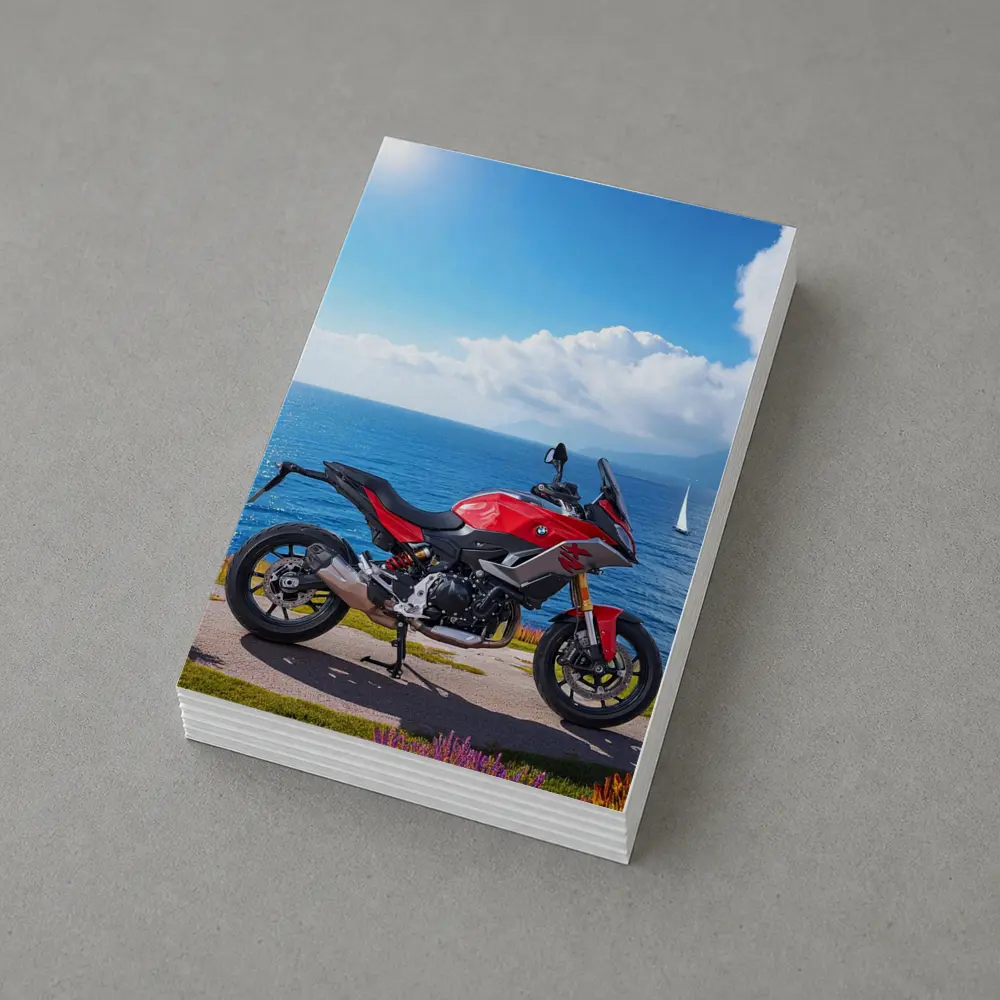BMW Motorcycle Red Coastal Ocean Blue Sky – Postcards