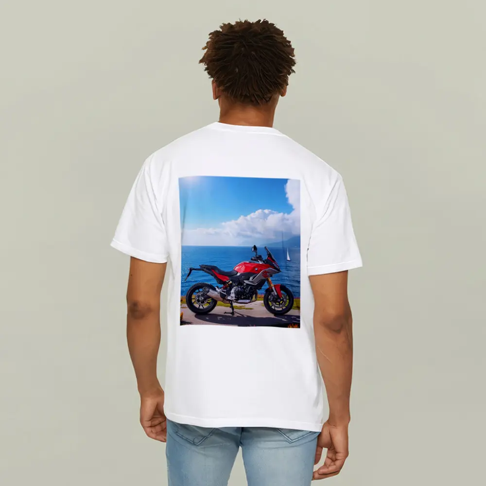 BMW Motorcycle Red Coastal Ocean Blue Sky – T-Shirts