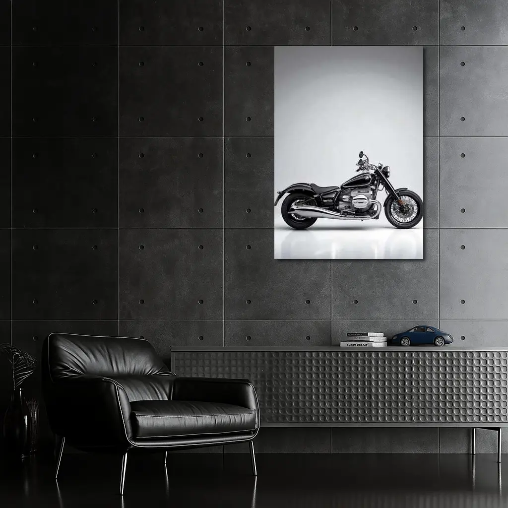 BMW R18 Cruiser Motorcycle Gray Studio Background – Wall Art