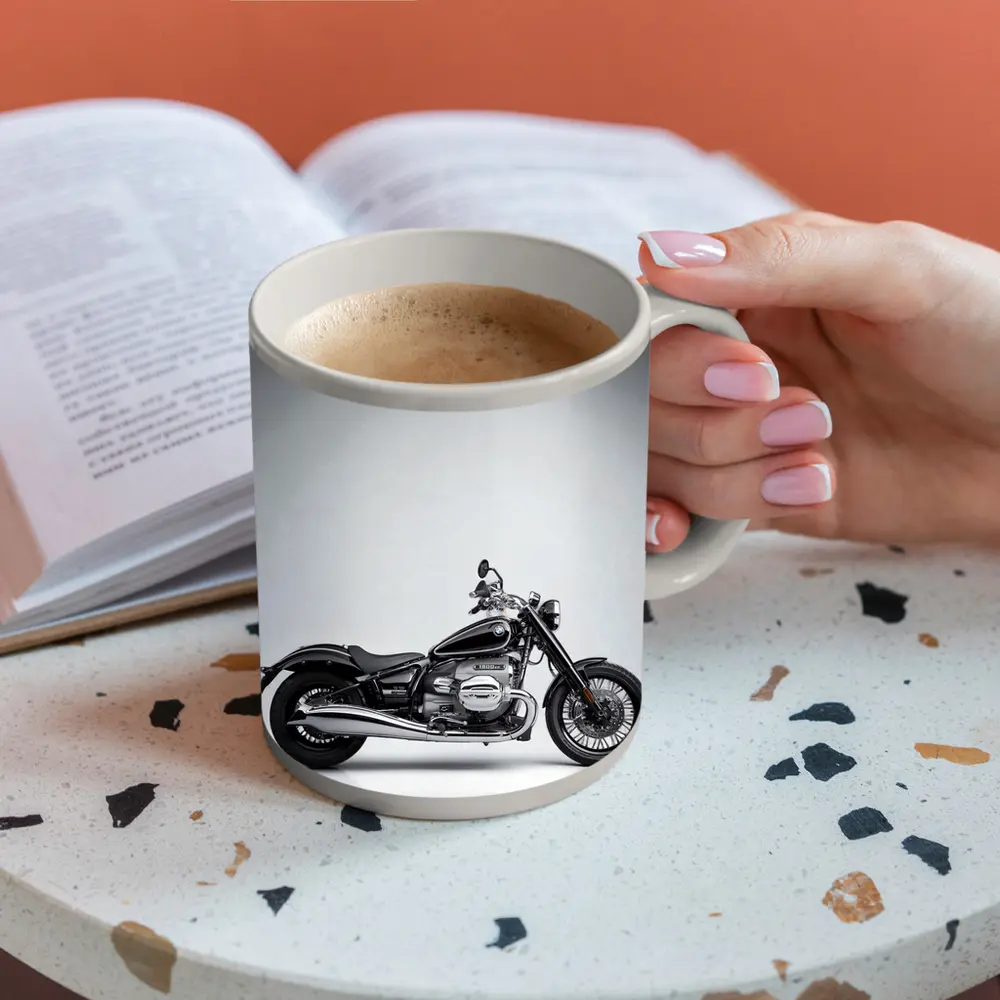 BMW R18 Cruiser Motorcycle Gray Studio Background – Mugs