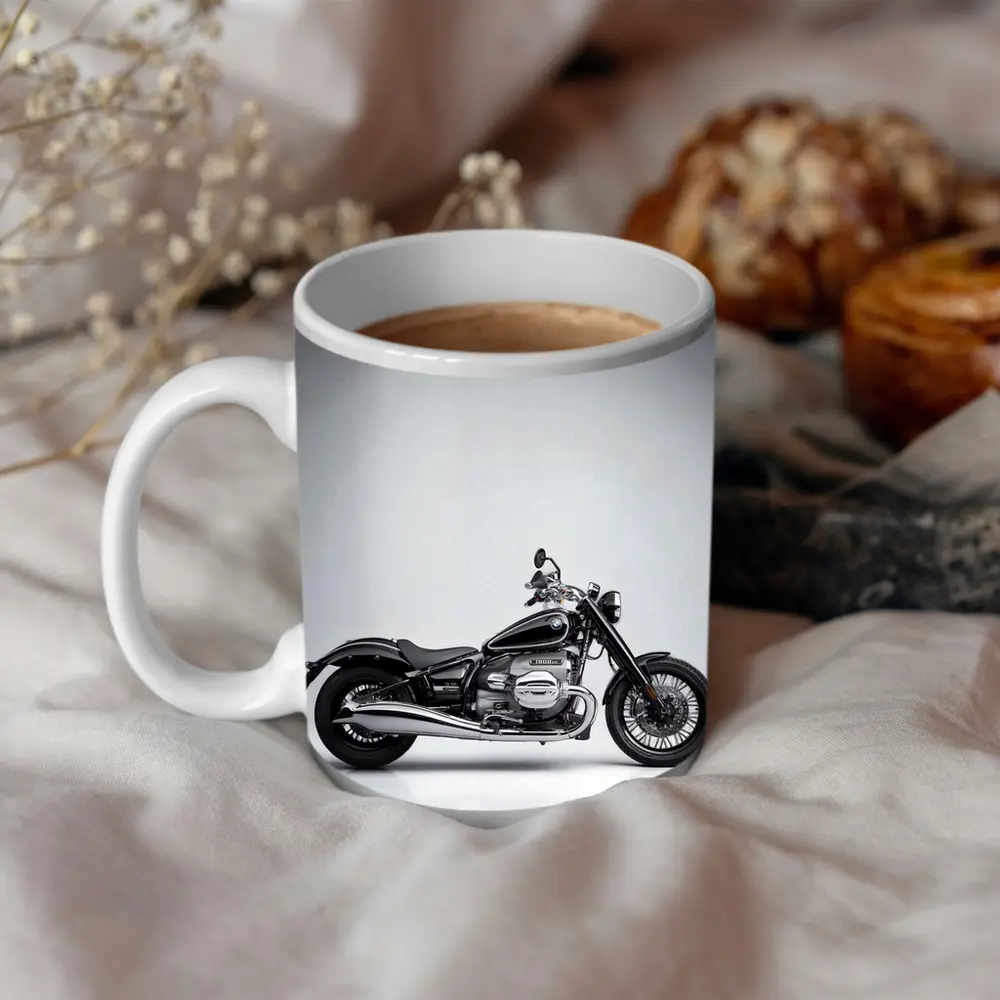 BMW R18 Cruiser Motorcycle Gray Studio Background – Mugs