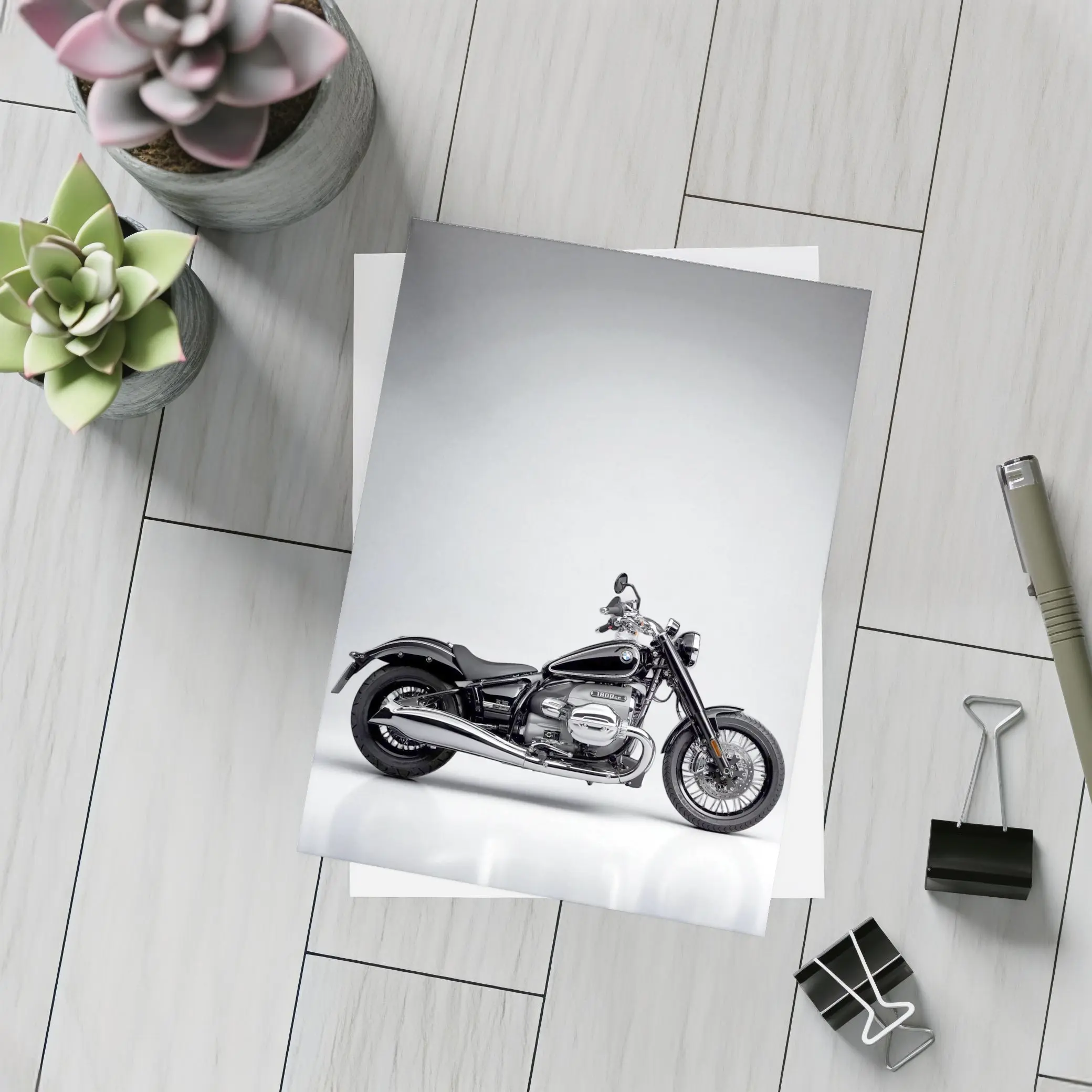 BMW R18 Cruiser Motorcycle Gray Studio Background – Postcards
