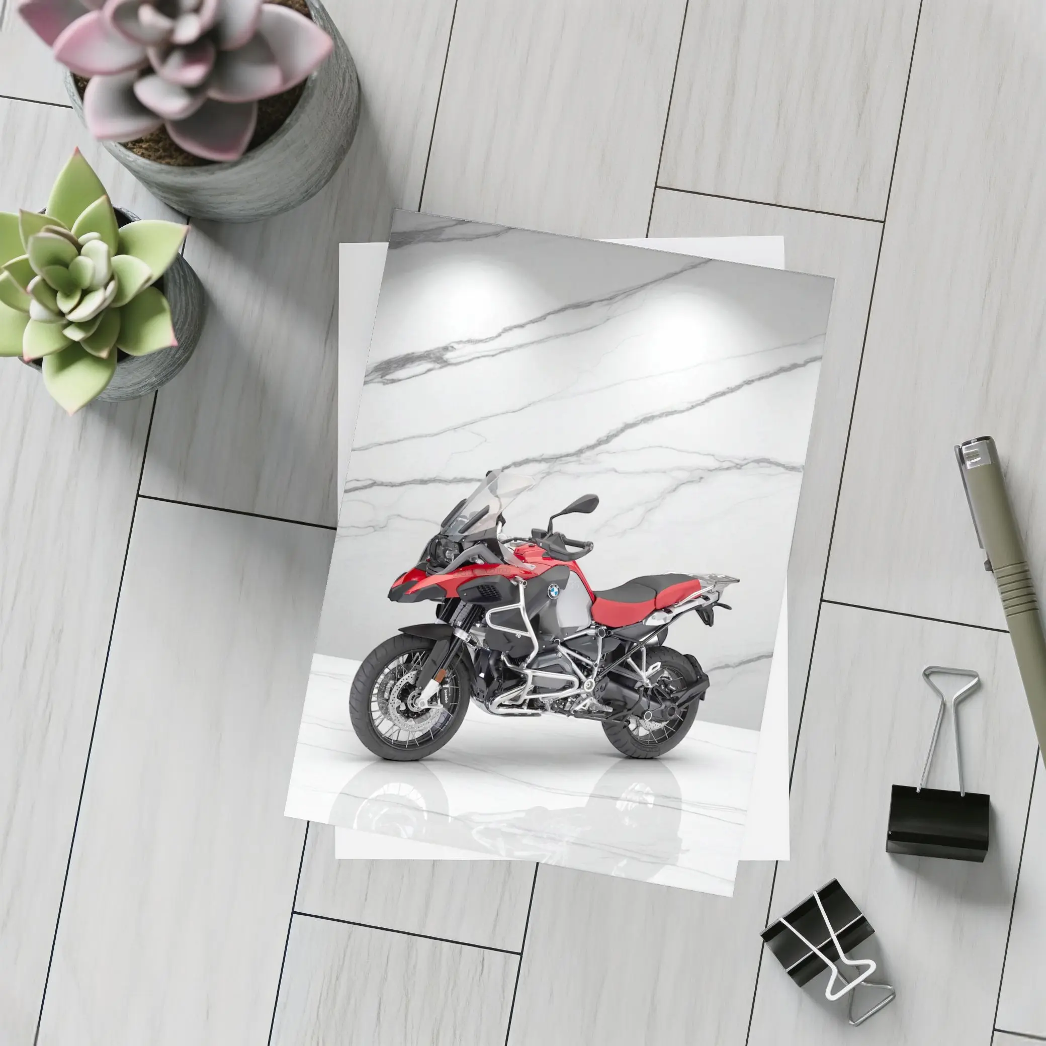 BMW R1250GS Adventure Motorcycle Marble Background – Postcards