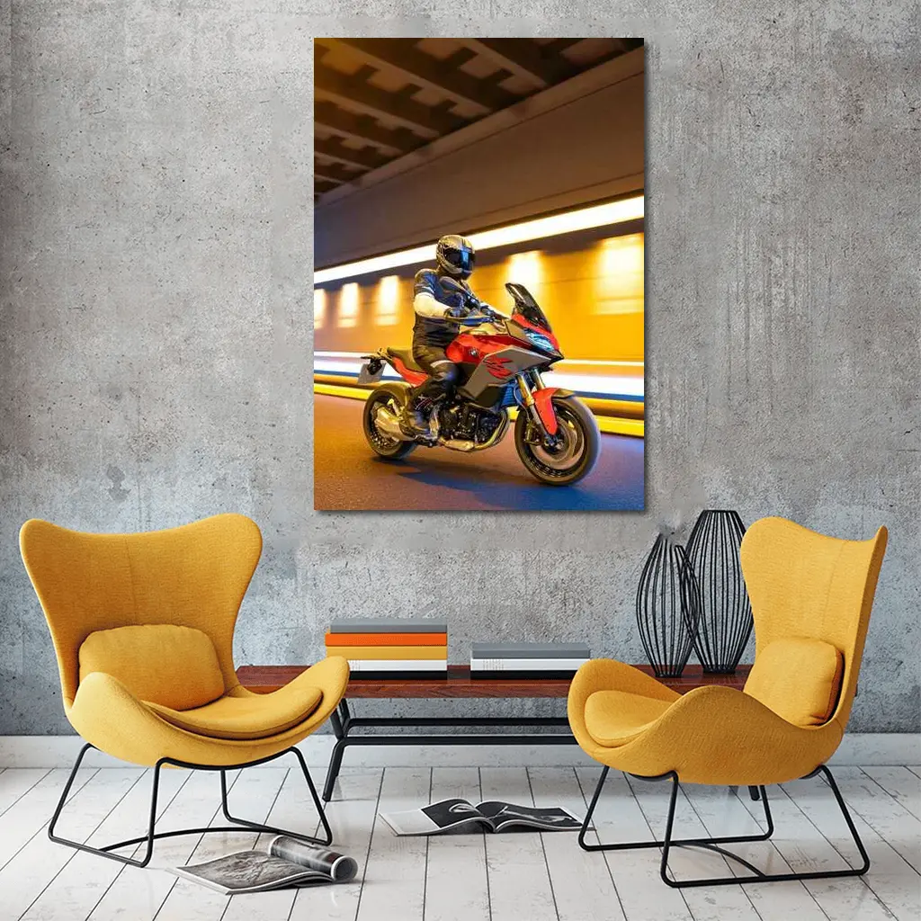BMW Motorcycle Rider Speeding Through Tunnel – Wall Art