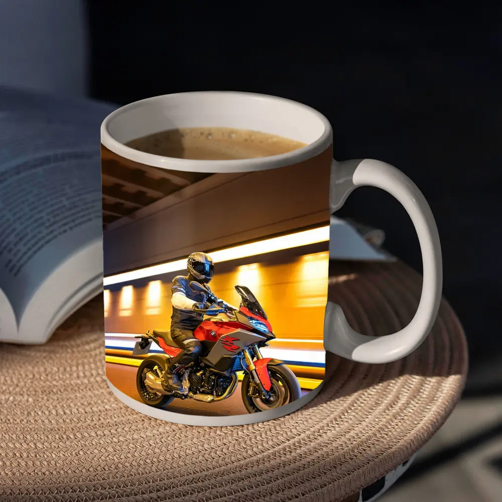 BMW Motorcycle Rider Speeding Through Tunnel – Mugs