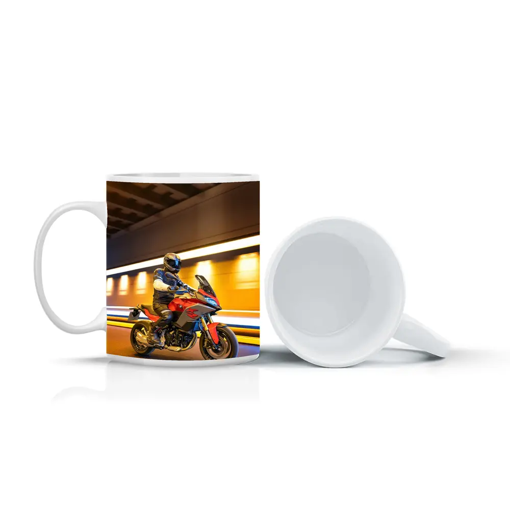 BMW Motorcycle Rider Speeding Through Tunnel – Mugs
