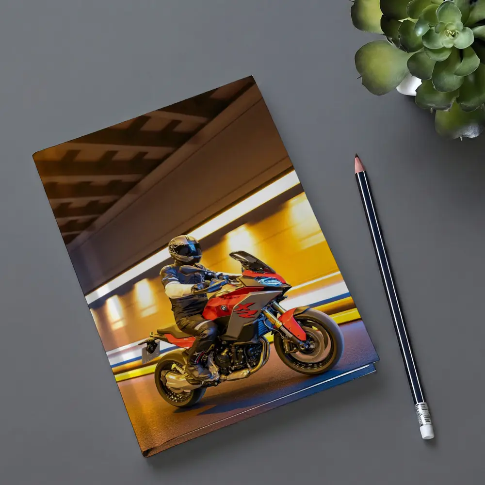BMW Motorcycle Rider Speeding Through Tunnel – Notebooks
