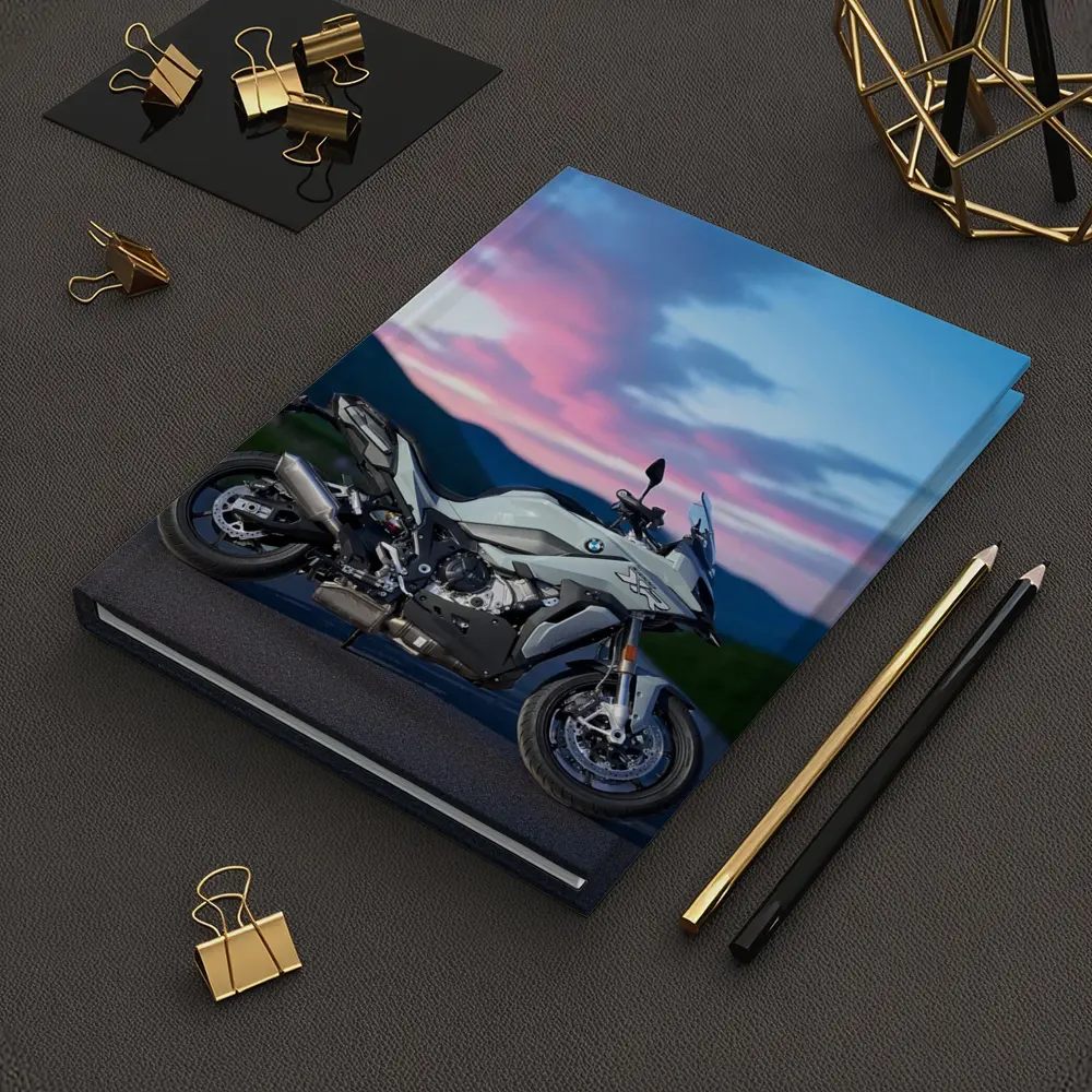 BMW Motorcycle Parked at Dusk Sky – Notebooks