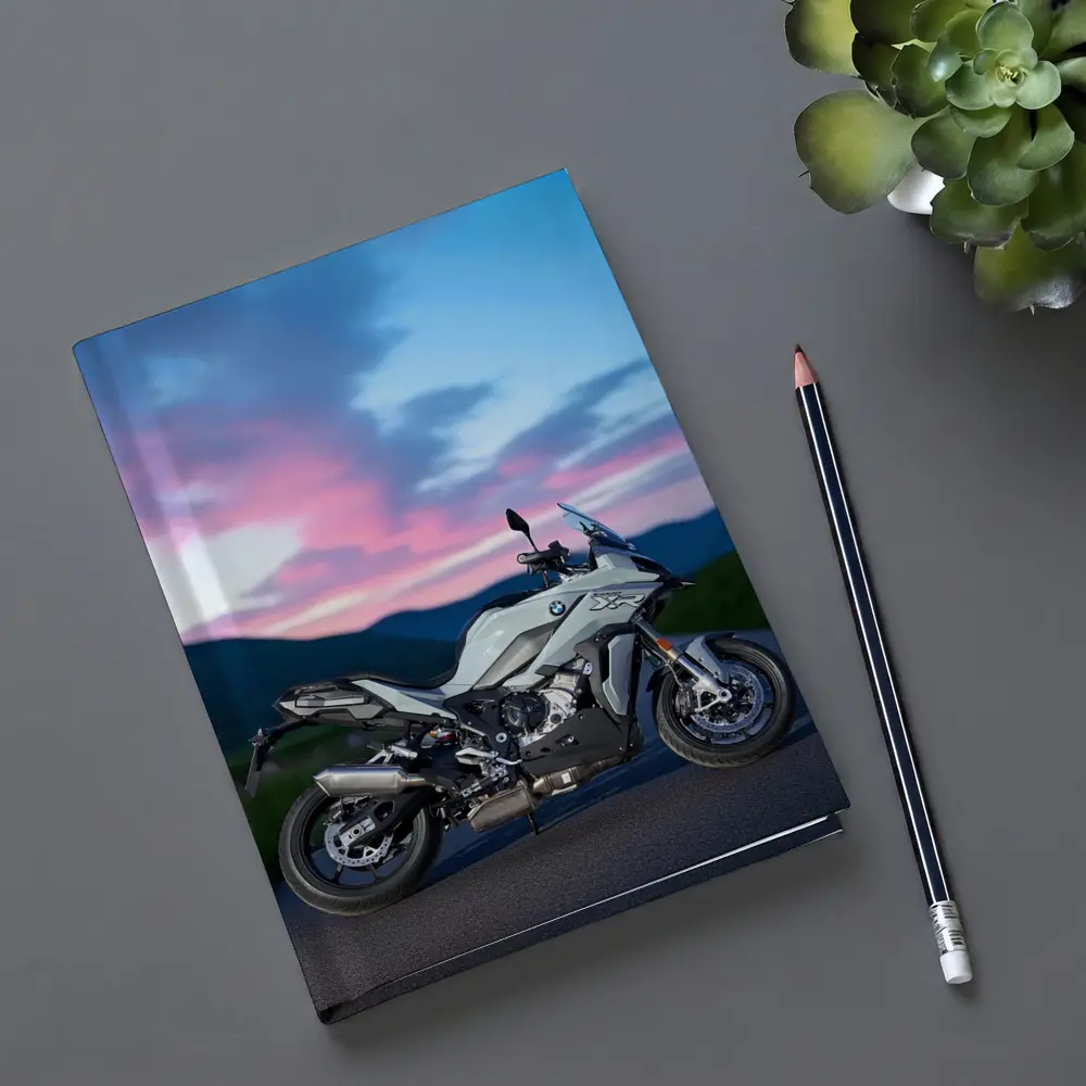 BMW Motorcycle Parked at Dusk Sky – Notebooks