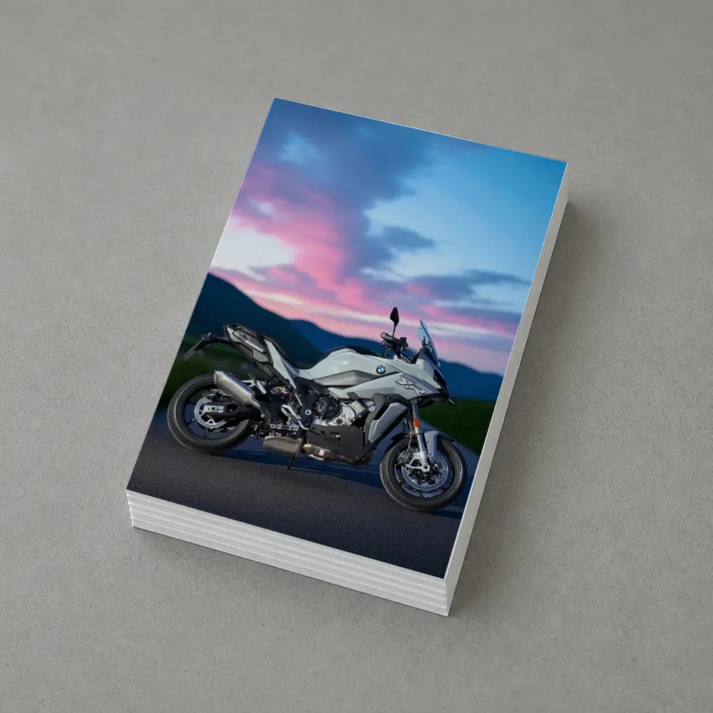 BMW Motorcycle Parked at Dusk Sky – Postcards