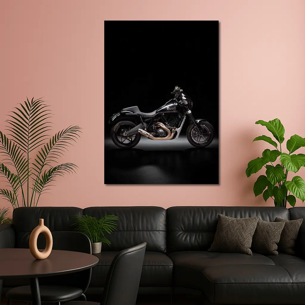 Buell Motorcycle Black Studio Dark Background – Wall Art